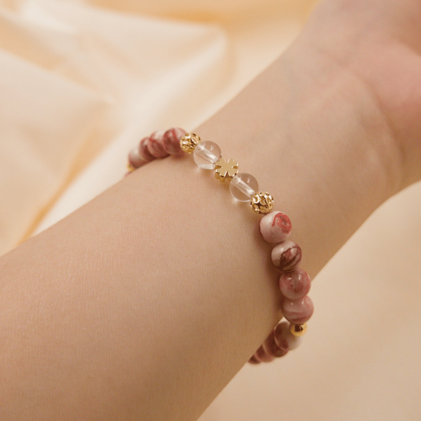 Cinnabar and Clear Quartz Bracelet β Crystal Bracelet for Transformation and Abundance - To Eons