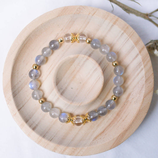 Labradorite and Clear Quartz Bracelet - Crystal Bracelet for Spiritual growth and Transformation - To Eons