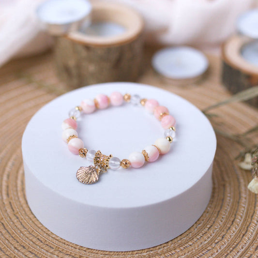 Queen Conch and Clear Quartz Bracelet - Crystal Bracelet for Innate Talents and Healing - To Eons