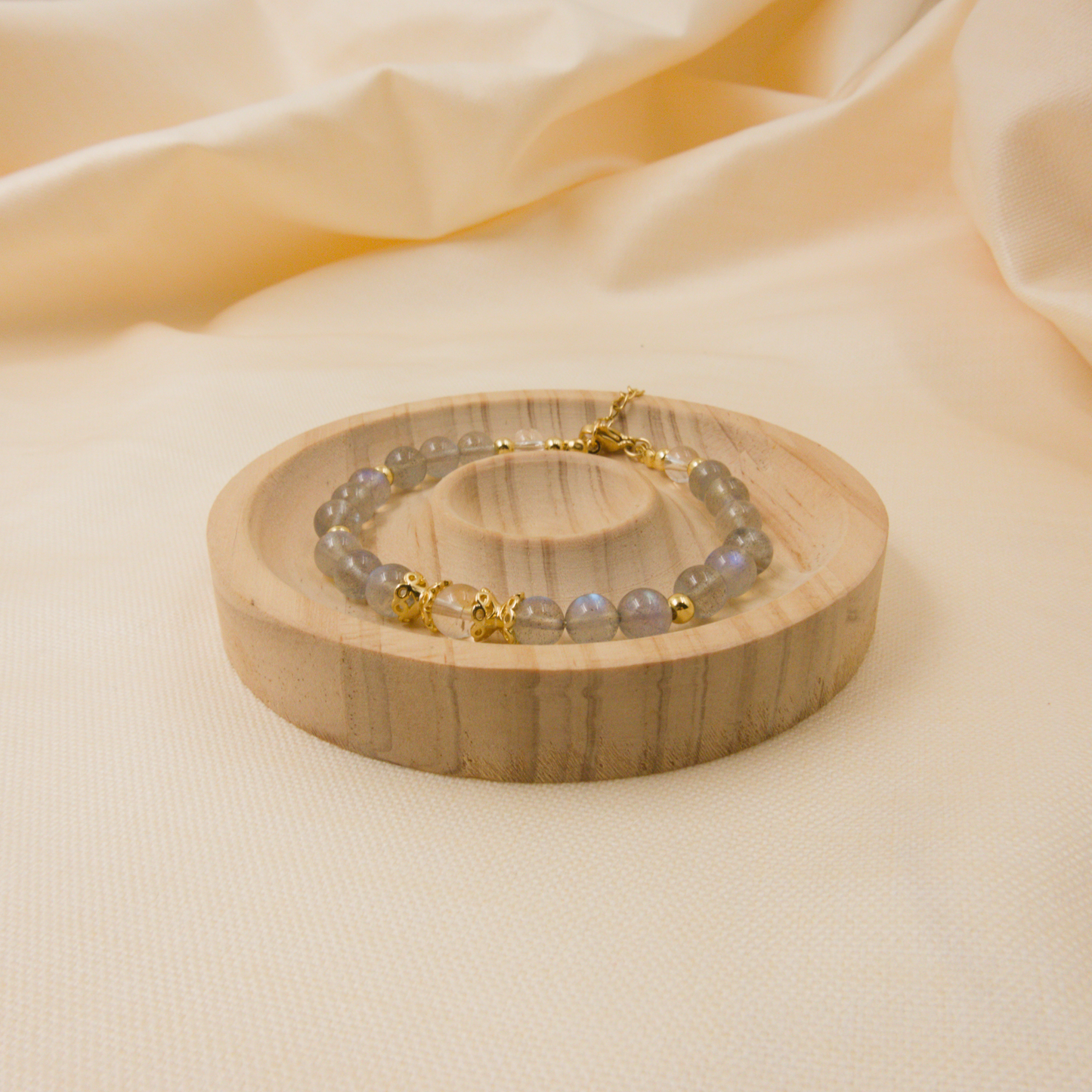 Labradorite and Clear Quartz Bracelet - Crystal Bracelet for Spiritual growth and Transformation