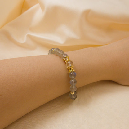 Labradorite and Clear Quartz Bracelet - Crystal Bracelet for Spiritual growth and Transformation