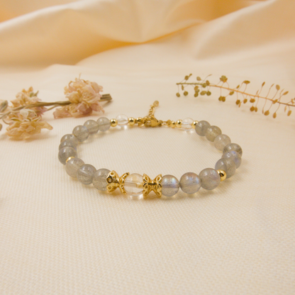Labradorite and Clear Quartz Bracelet - Crystal Bracelet for Spiritual growth and Transformation