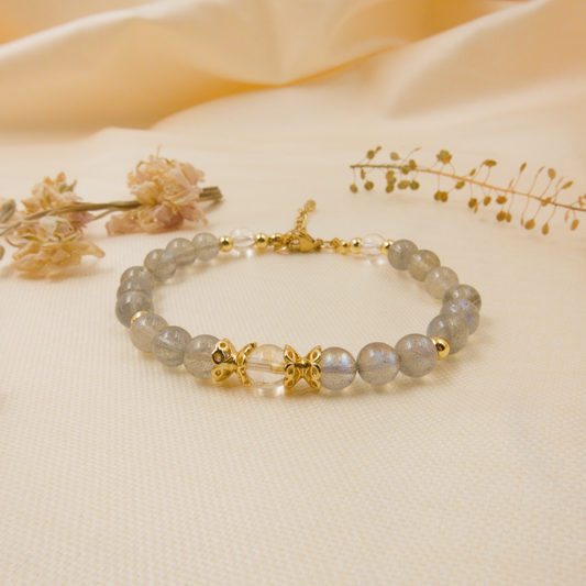 Labradorite and Clear Quartz Bracelet - Crystal Bracelet for Spiritual growth and Transformation
