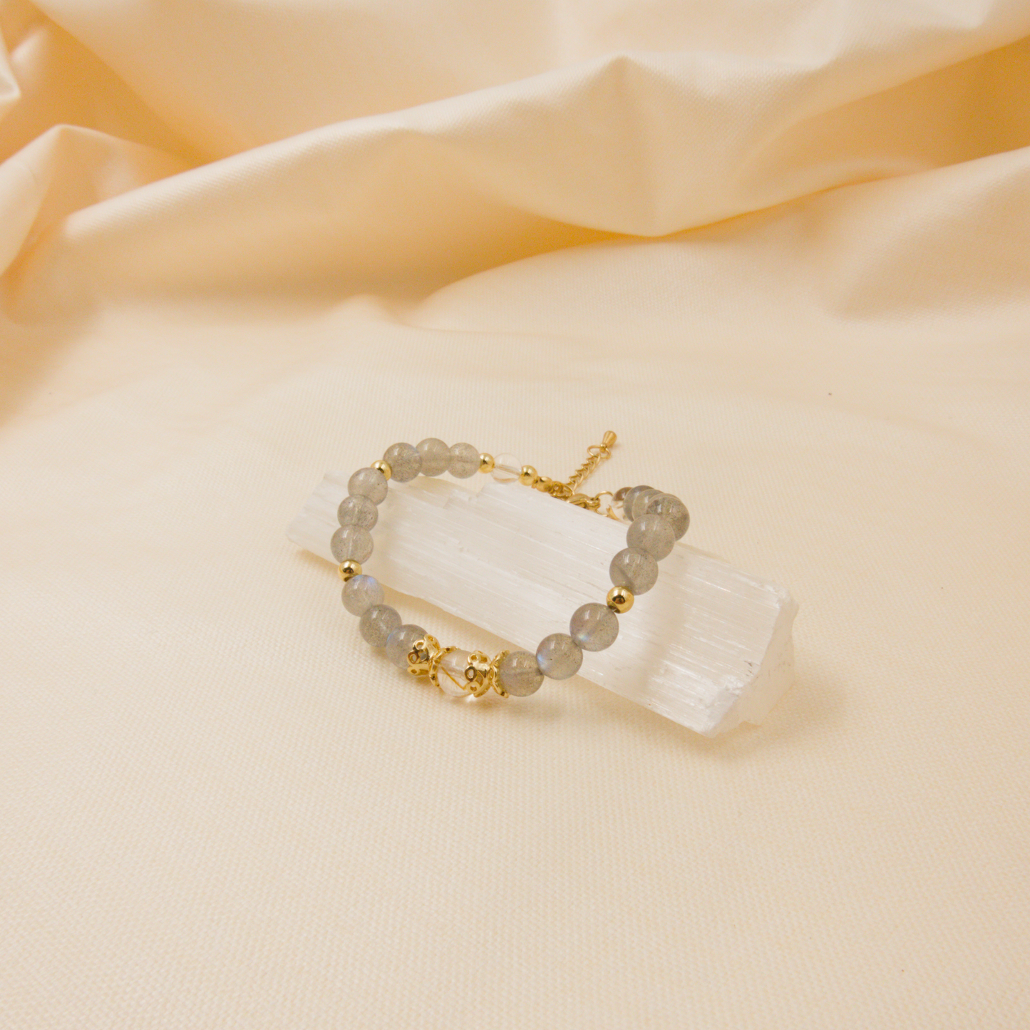 Labradorite and Clear Quartz Bracelet - Crystal Bracelet for Spiritual growth and Transformation