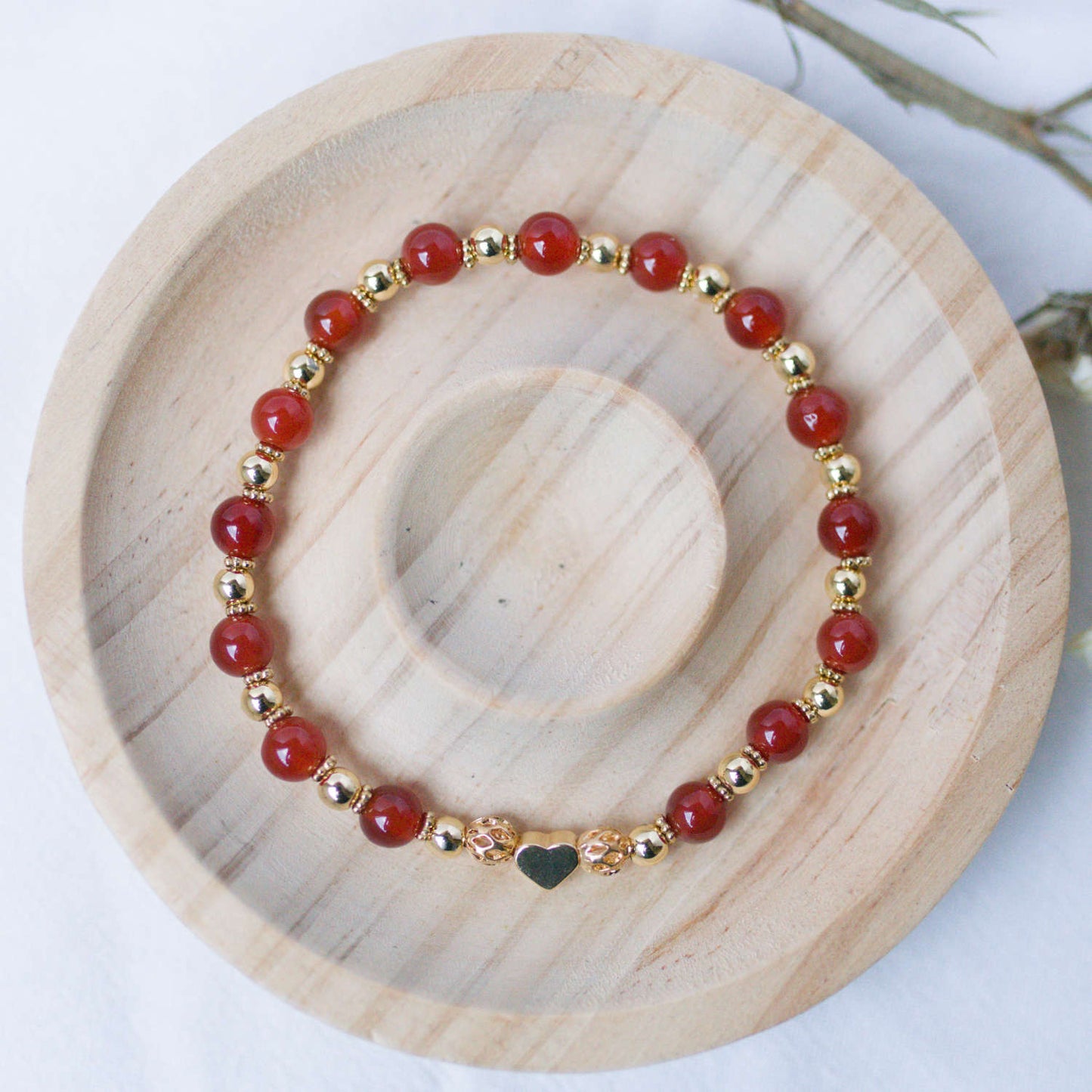 Red Agate Bracelet - Crystal Bracelet for Emotional Balance, Courage, and Determination