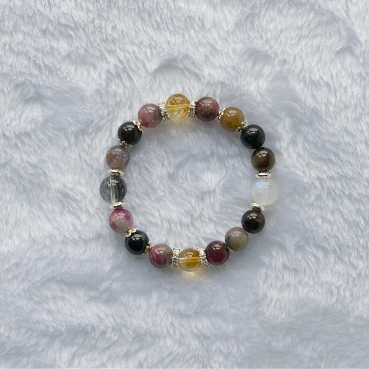 Wildflower – Tourmaline, Citrine & Rainbow Moonstone Crystal Bracelet