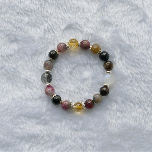 Wildflower – Tourmaline, Citrine & Rainbow Moonstone Crystal Bracelet