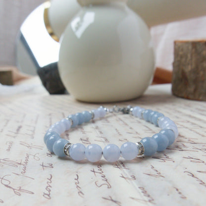 Blue Lace Agate and Angelite Bracelet – Crystal Bracelet of Communication & Divine Connection - To Eons