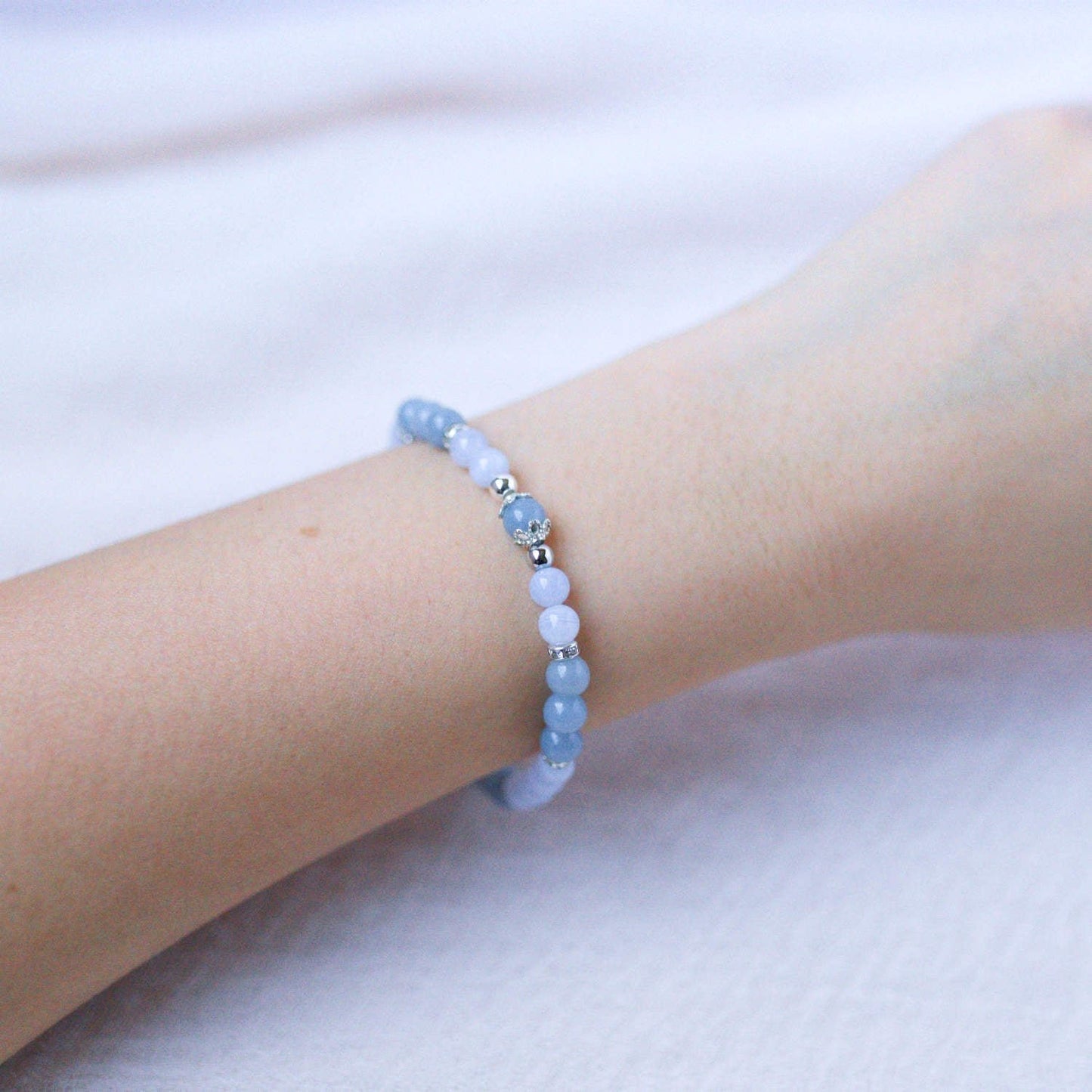 Blue Lace Agate and Angelite Bracelet – Crystal Bracelet of Communication & Divine Connection - To Eons