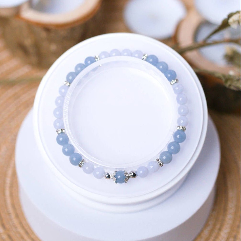 Blue Lace Agate and Angelite Bracelet – Crystal Bracelet of Communication & Divine Connection - To Eons
