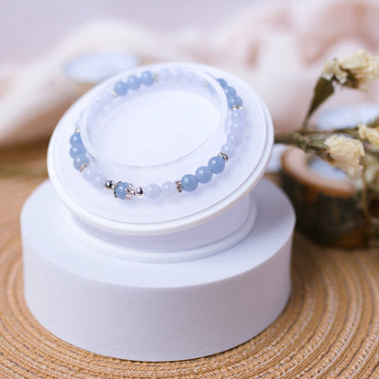 Blue Lace Agate and Angelite Bracelet – Crystal Bracelet of Communication & Divine Connection - To Eons