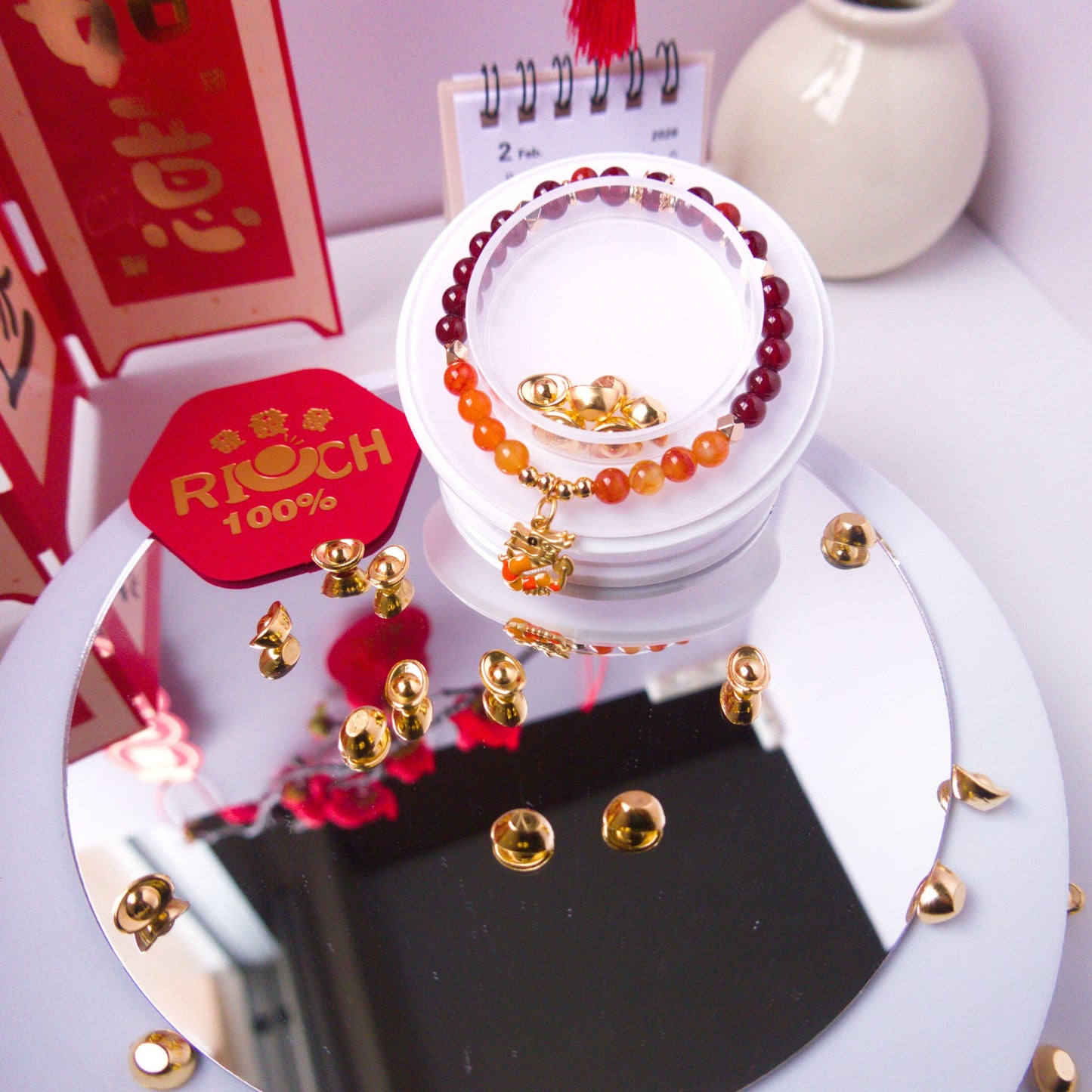 Carnelian, Orange Garnet, and Red Jasper Bracelet - To Eons