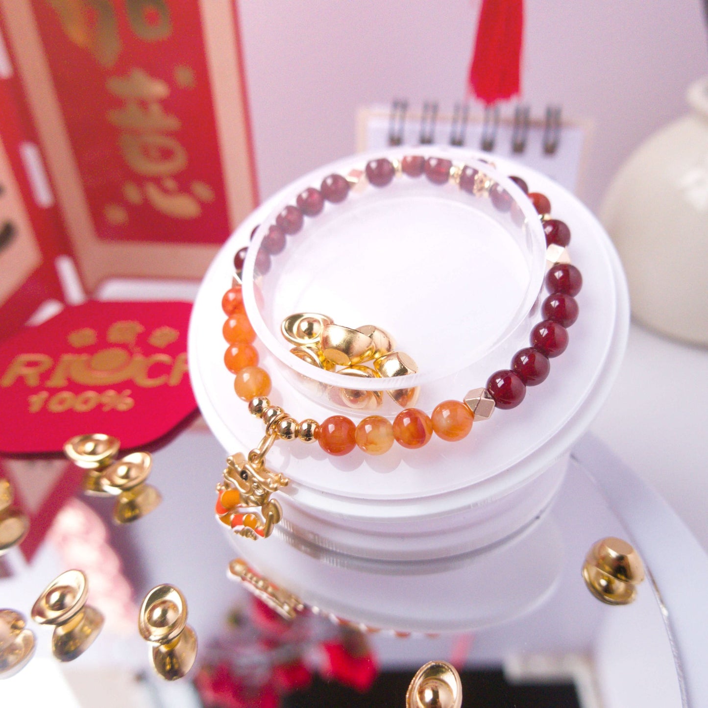 Carnelian, Orange Garnet, and Red Jasper Bracelet - To Eons