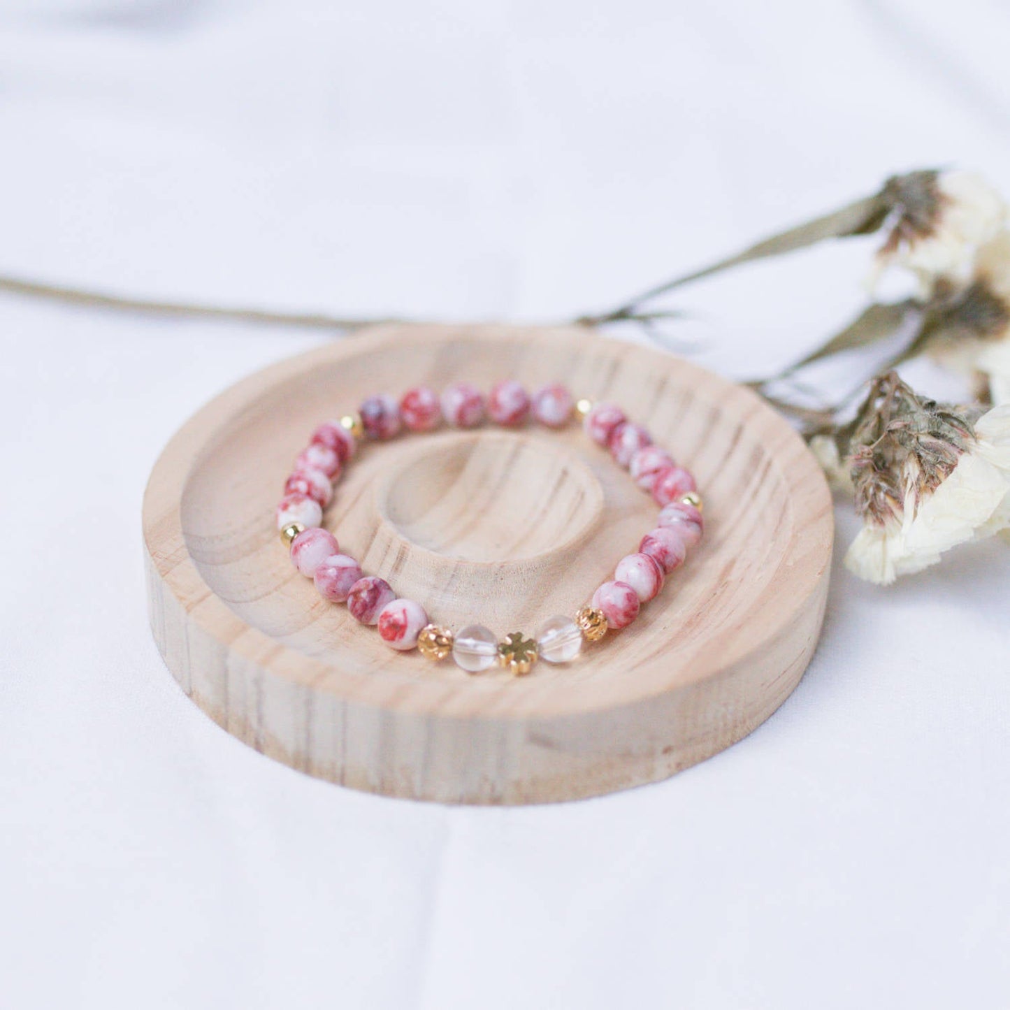 Cinnabar and Clear Quartz Bracelet – Crystal Bracelet for Transformation and Abundance - To Eons