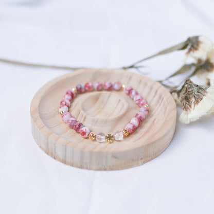 Cinnabar and Clear Quartz Bracelet – Crystal Bracelet for Transformation and Abundance - To Eons