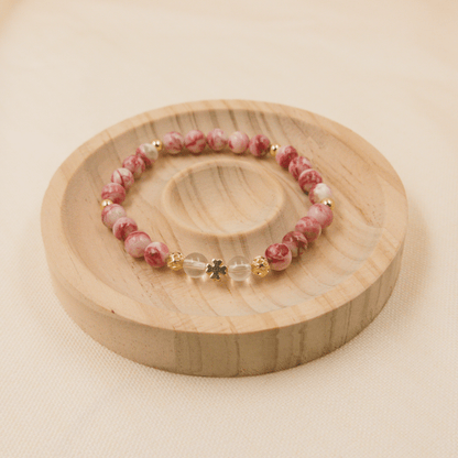 Cinnabar and Clear Quartz Bracelet – Crystal Bracelet for Transformation and Abundance - To Eons