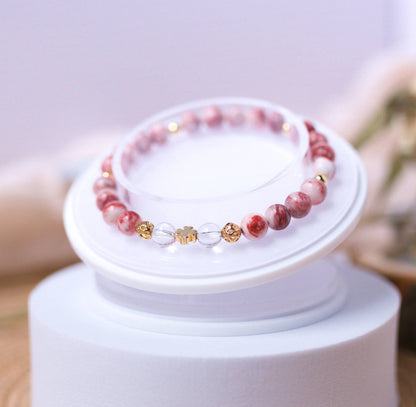 Cinnabar and Clear Quartz Bracelet – Crystal Bracelet for Transformation and Abundance - To Eons