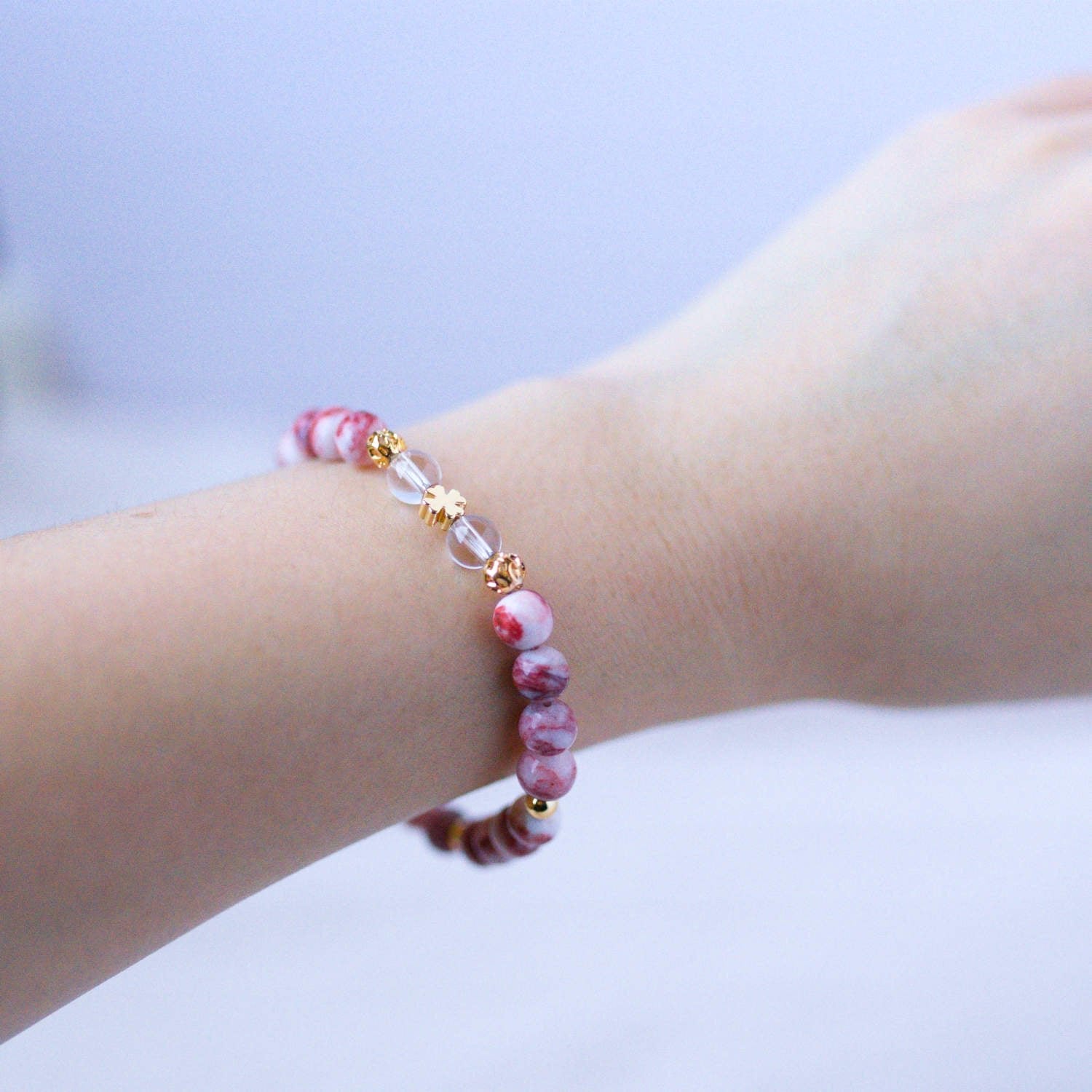 Cinnabar and Clear Quartz Bracelet – Crystal Bracelet for Transformation and Abundance - To Eons