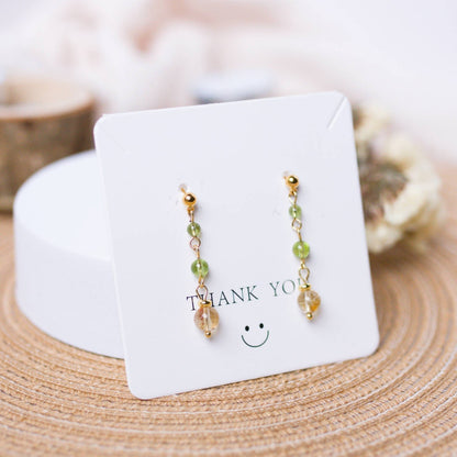 Citrine and Peridot Drop Earrings - Personal Growth, Opportunities, and Abundance - To Eons