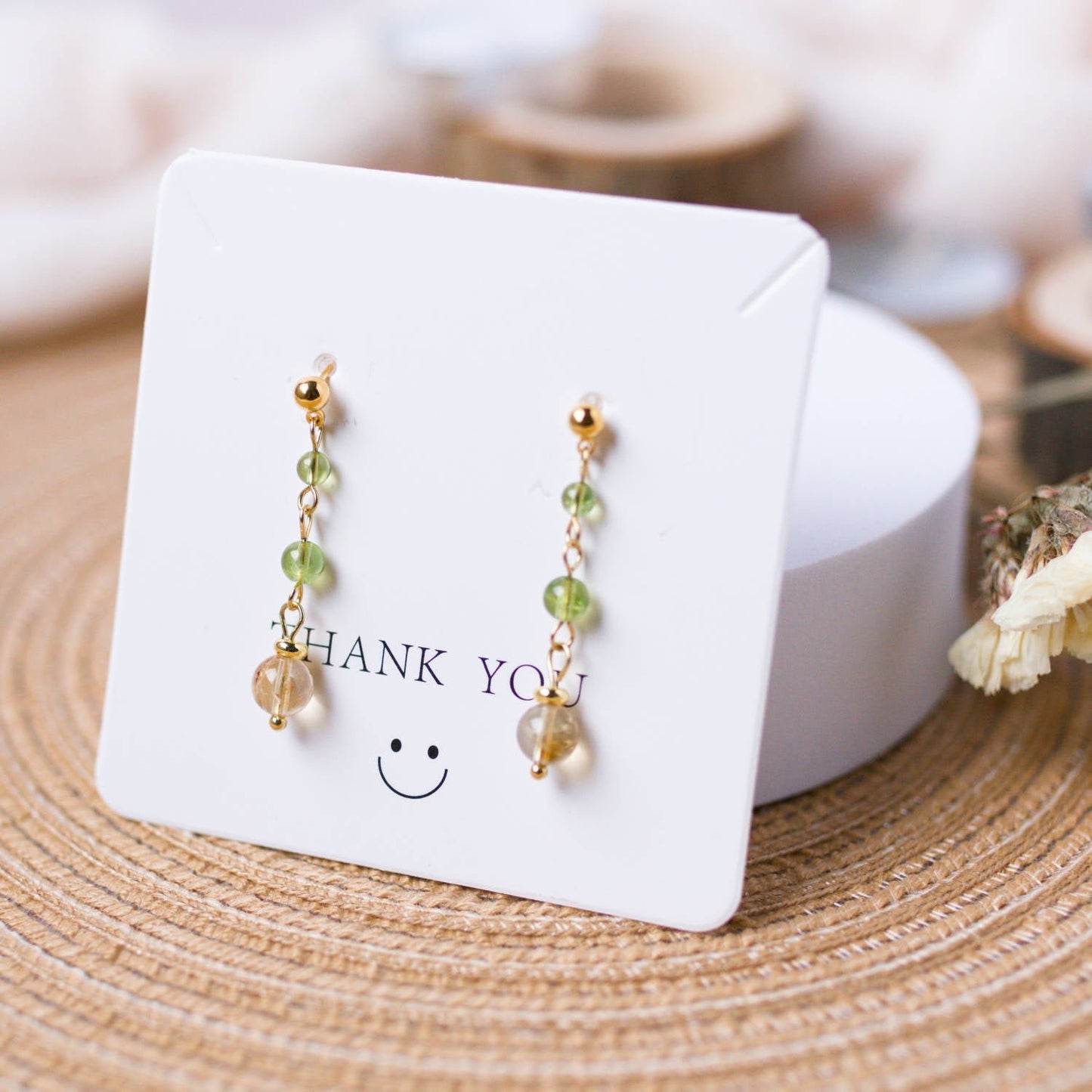 Citrine and Peridot Drop Earrings - Personal Growth, Opportunities, and Abundance - To Eons