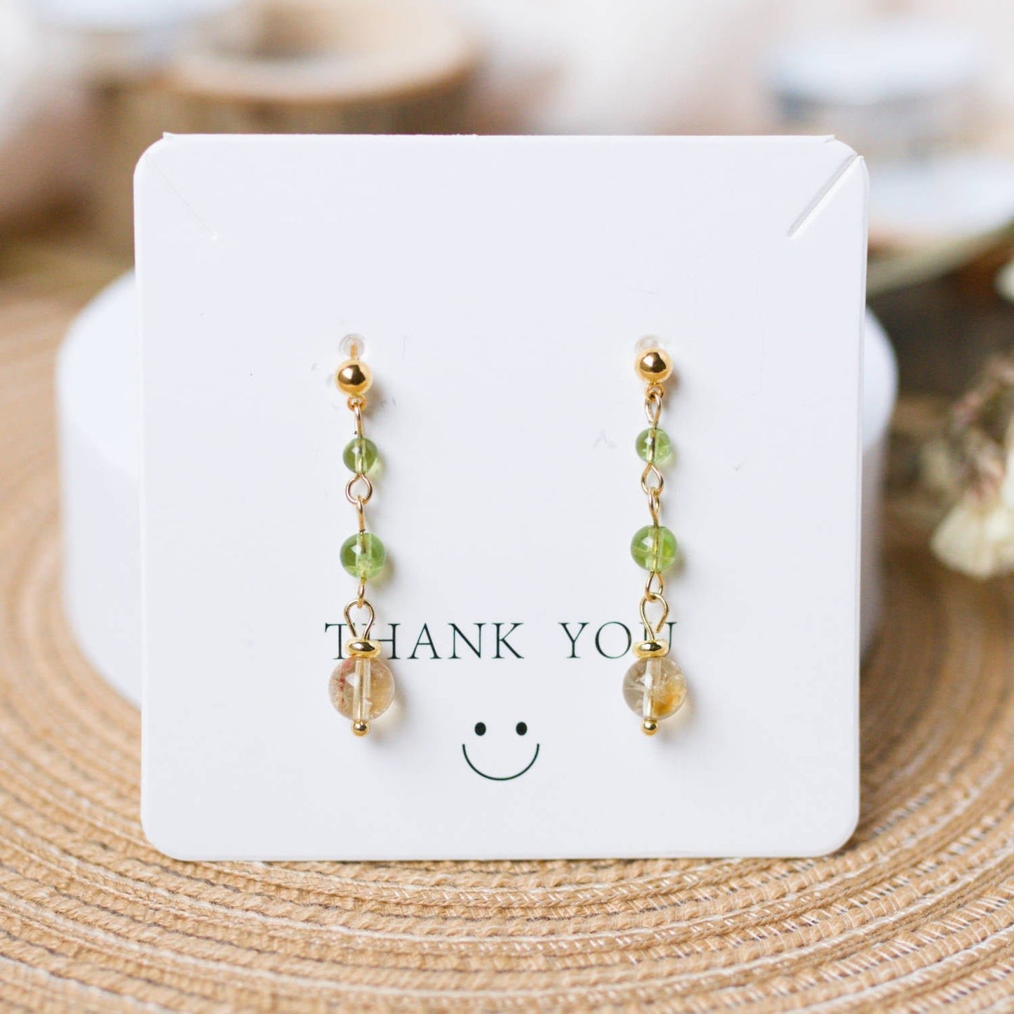 Citrine and Peridot Drop Earrings - Personal Growth, Opportunities, and Abundance - To Eons