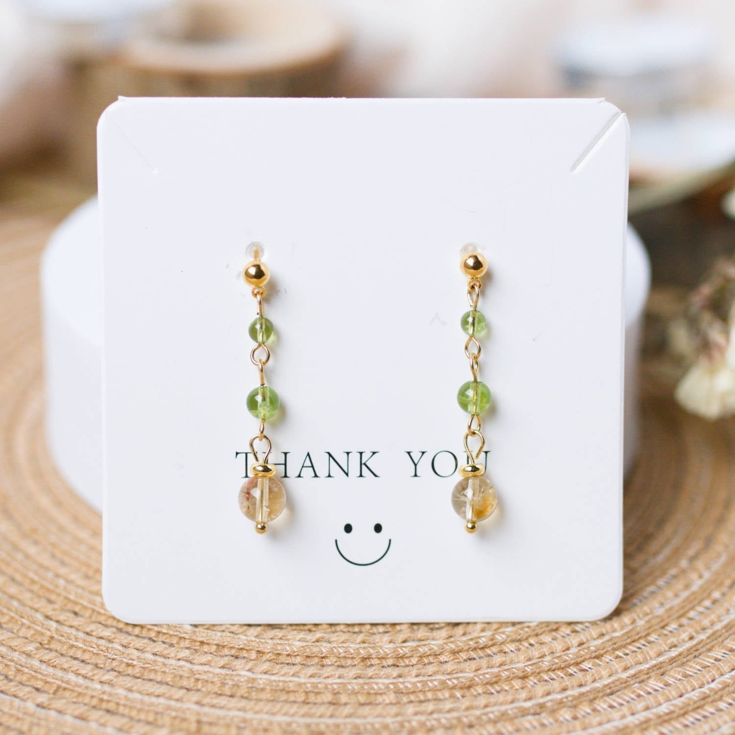 Citrine and Peridot Drop Earrings - Personal Growth, Opportunities, and Abundance - To Eons