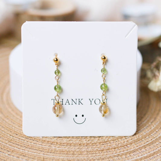 Citrine and Peridot Drop Earrings - Personal Growth, Opportunities, and Abundance - To Eons