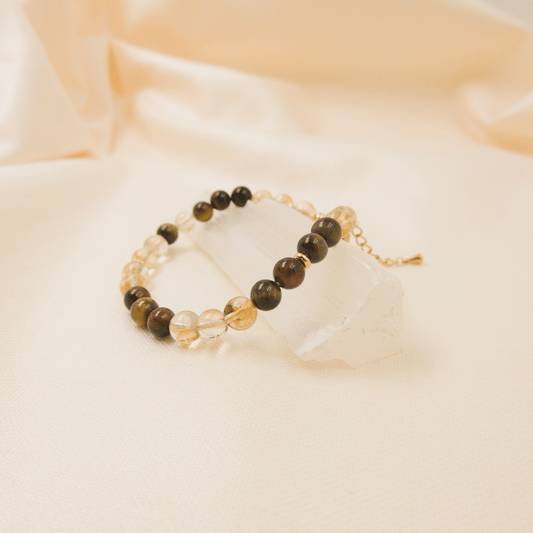 Citrine and Tiger’s Eye Bracelet – Crystal Bracelet of Confidence, Strength & Success - To Eons
