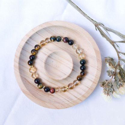 Citrine and Tiger’s Eye Bracelet – Crystal Bracelet of Confidence, Strength & Success - To Eons