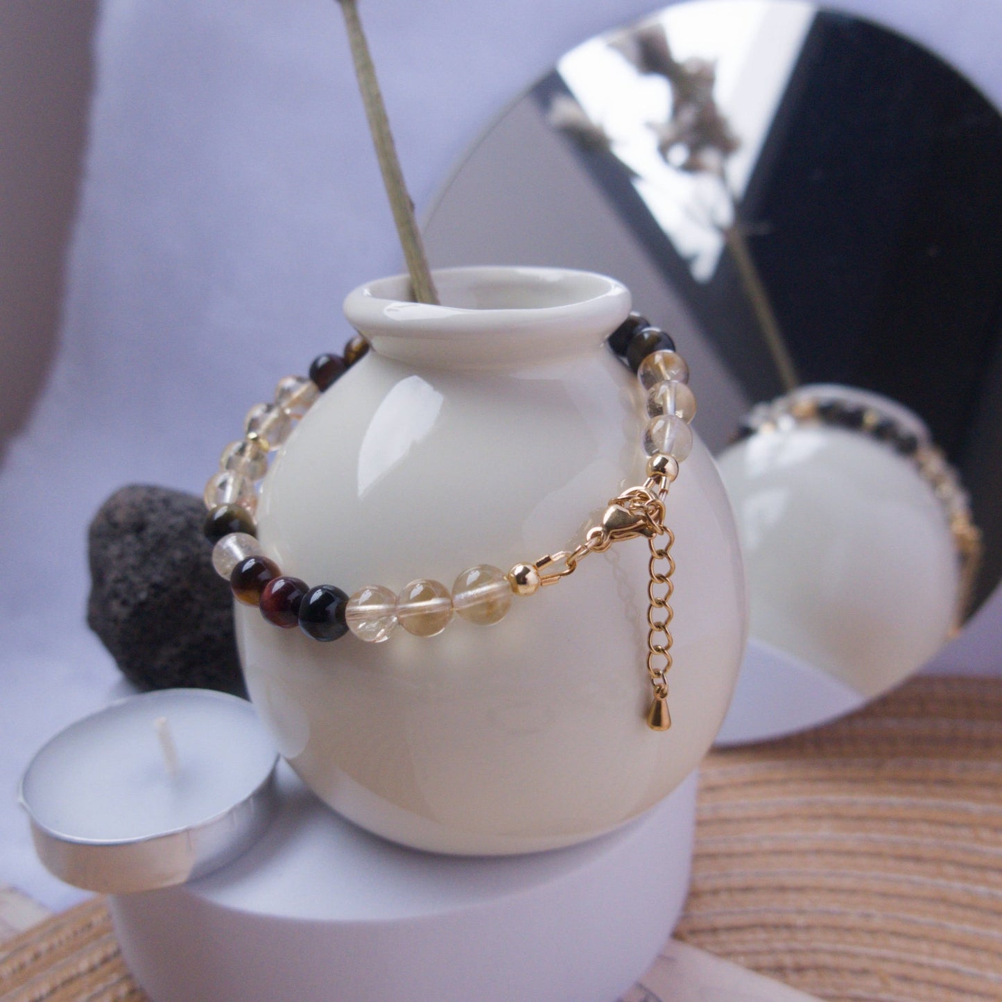 Citrine and Tiger’s Eye Bracelet – Crystal Bracelet of Confidence, Strength & Success - To Eons