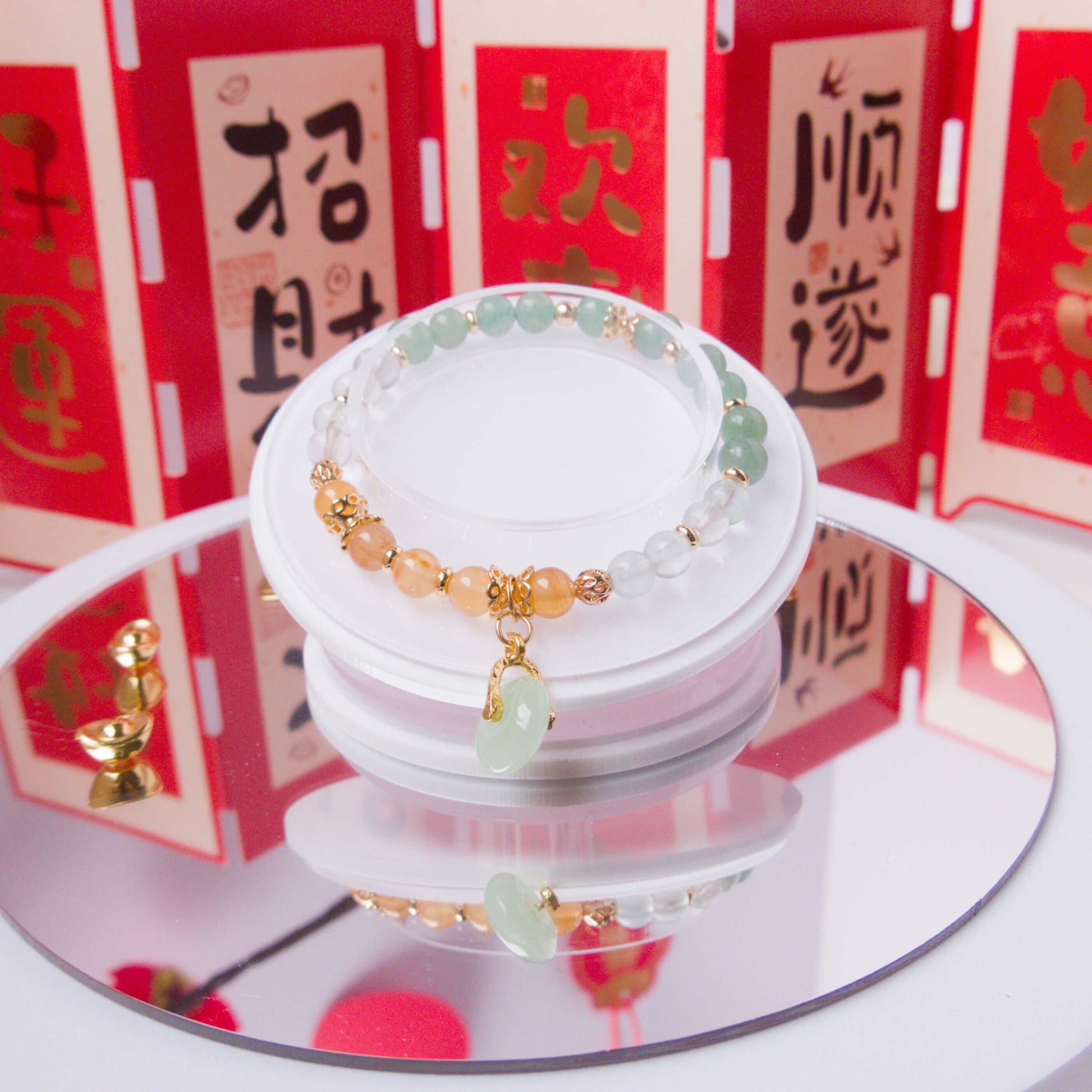 Green Aventurine, Flourite, and Carnelian Bracelet - To Eons