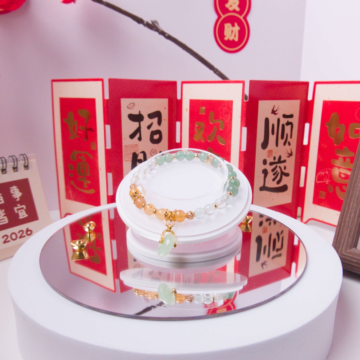 Green Aventurine, Flourite, and Carnelian Bracelet - To Eons