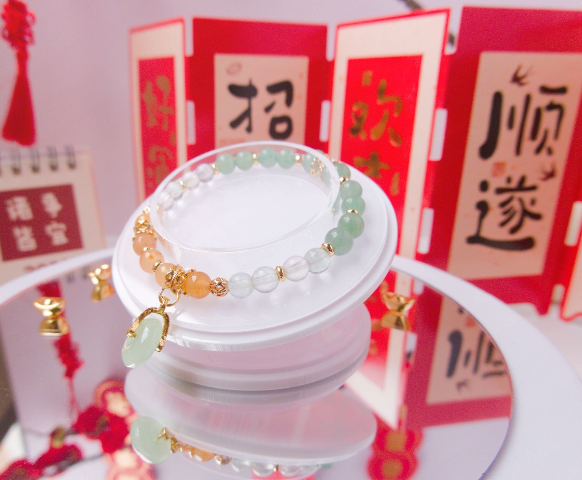 Green Aventurine, Flourite, and Carnelian Bracelet - To Eons