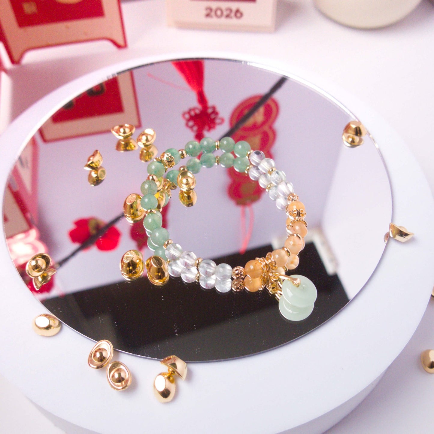 Green Aventurine, Flourite, and Carnelian Bracelet - To Eons