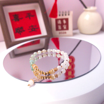 Green Jade and Gold Rutile Bracelet - To Eons