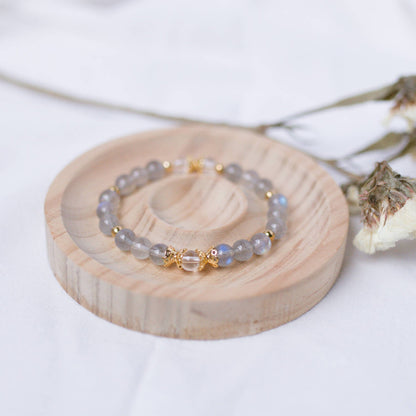 Labradorite and Clear Quartz Bracelet - Crystal Bracelet for Spiritual growth and Transformation - To Eons
