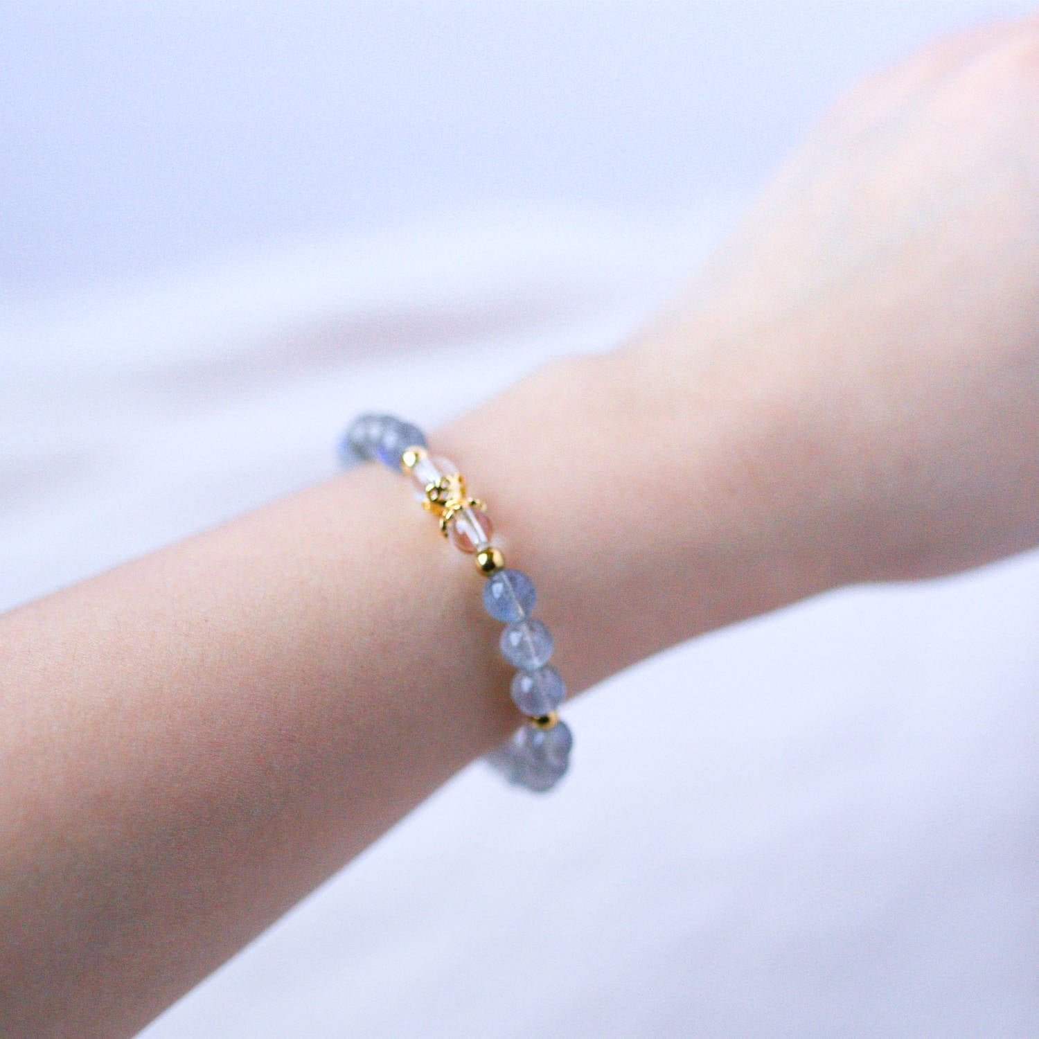 Labradorite and Clear Quartz Bracelet - Crystal Bracelet for Spiritual growth and Transformation - To Eons