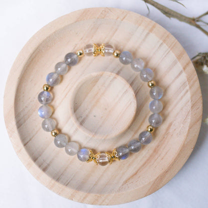 Labradorite and Clear Quartz Bracelet - Crystal Bracelet for Spiritual growth and Transformation - To Eons