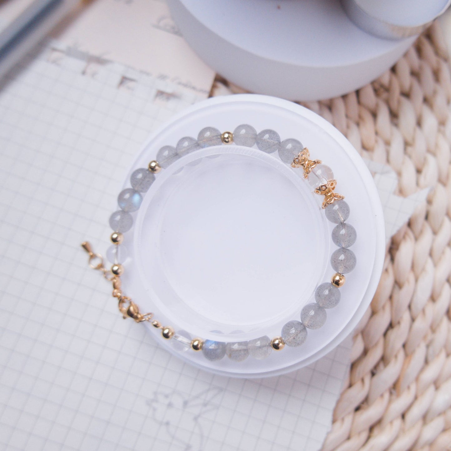 Labradorite and Clear Quartz Bracelet - Crystal Bracelet for Spiritual growth and Transformation - To Eons