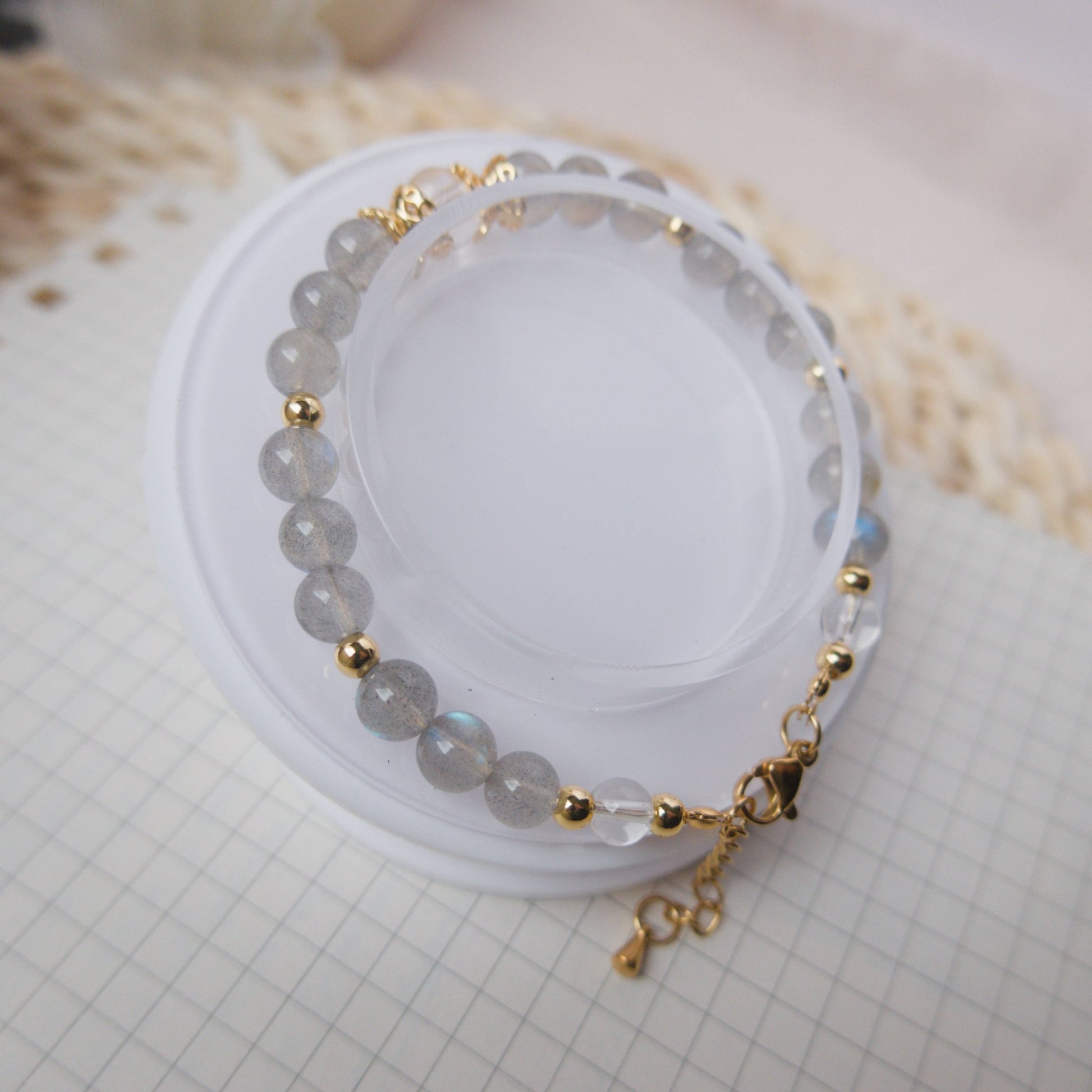 Labradorite and Clear Quartz Bracelet - Crystal Bracelet for Spiritual growth and Transformation - To Eons