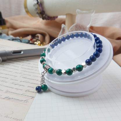 Lapis Lazuli and Malachite Bracelet - Crystal Bracelet of Wisdom and Transformation - To Eons