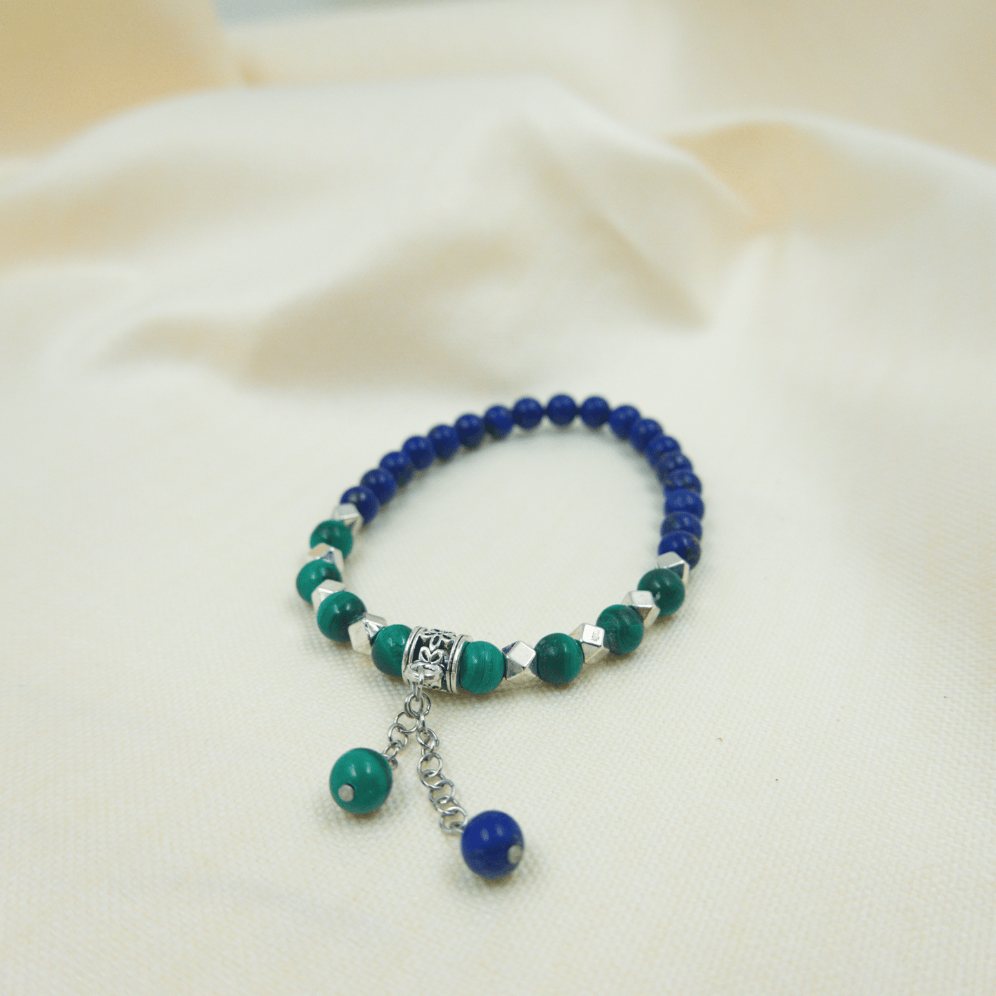 Lapis Lazuli and Malachite Bracelet - Crystal Bracelet of Wisdom and Transformation - To Eons