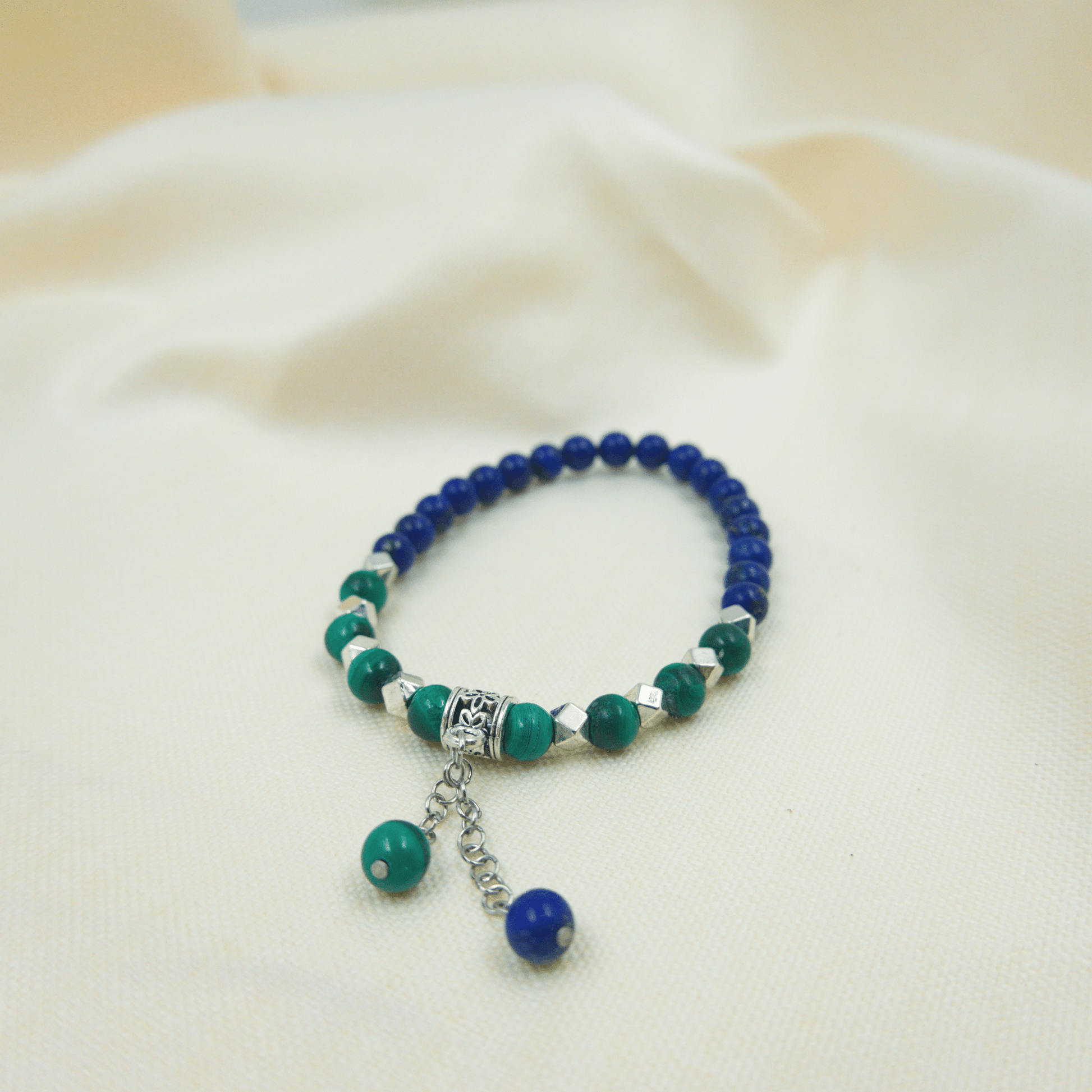 Lapis Lazuli and Malachite Bracelet - Crystal Bracelet of Wisdom and Transformation - To Eons