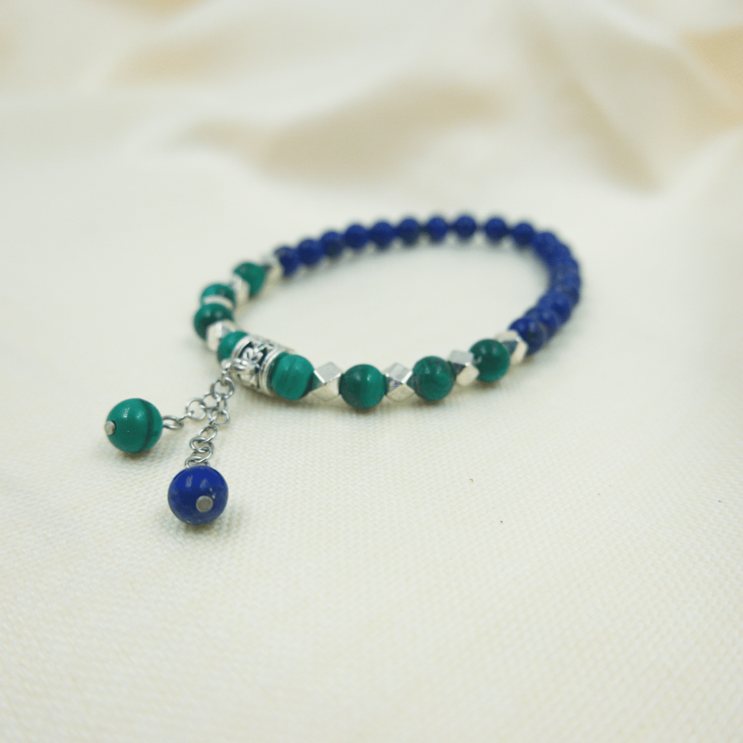 Lapis Lazuli and Malachite Bracelet - Crystal Bracelet of Wisdom and Transformation - To Eons