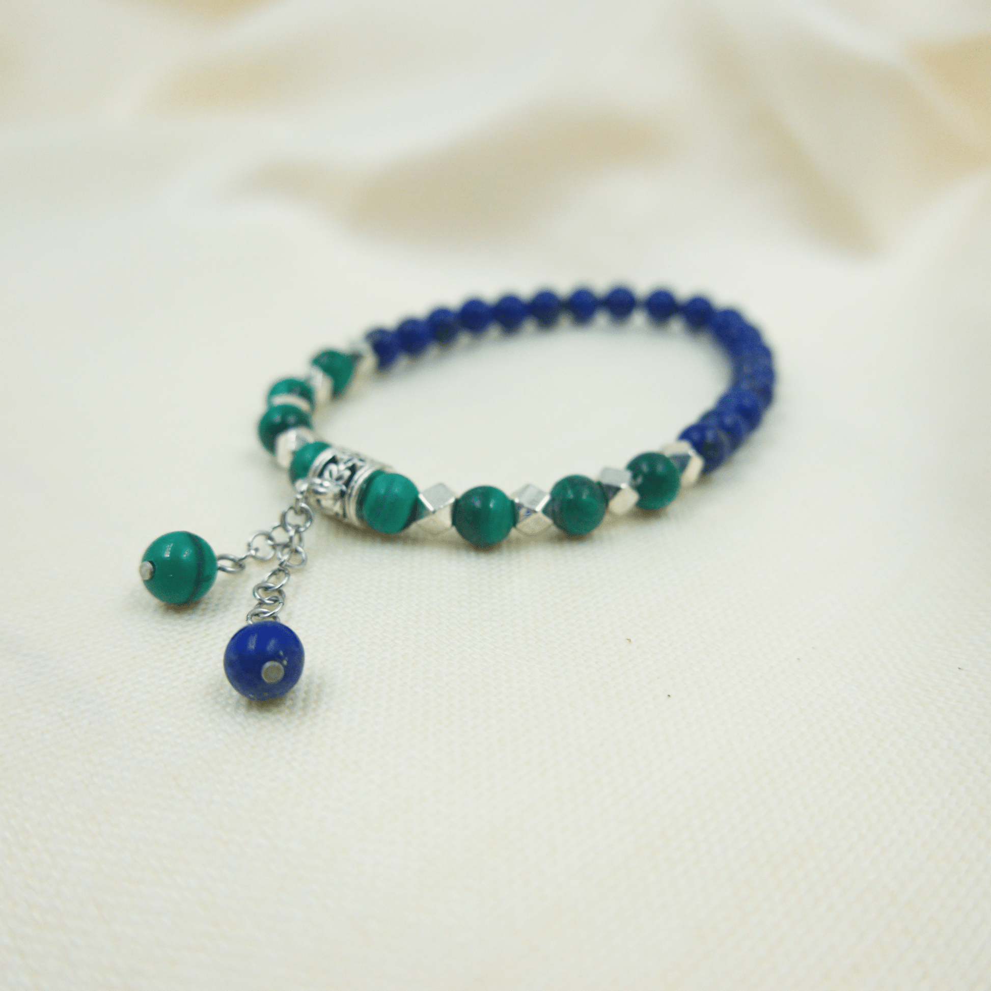 Lapis Lazuli and Malachite Bracelet - Crystal Bracelet of Wisdom and Transformation - To Eons