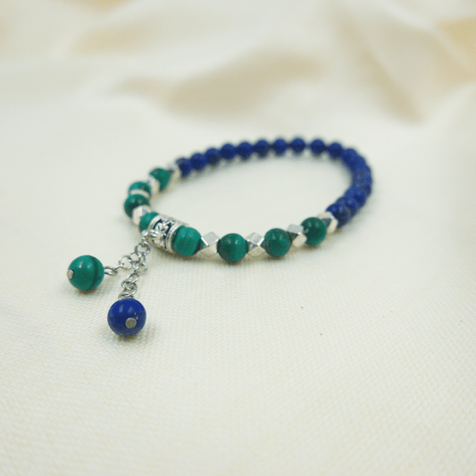 Lapis Lazuli and Malachite Bracelet - Crystal Bracelet of Wisdom and Transformation - To Eons