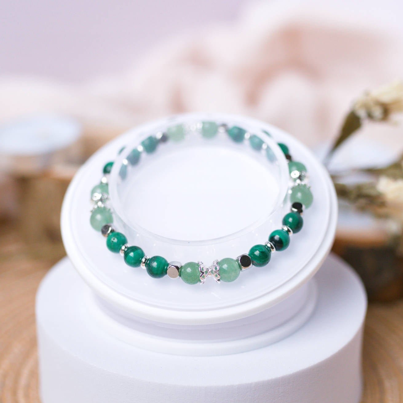 Malachite and Green Aventurine Bracelet - Crystal Bracelet for Transformative Abundance - To Eons