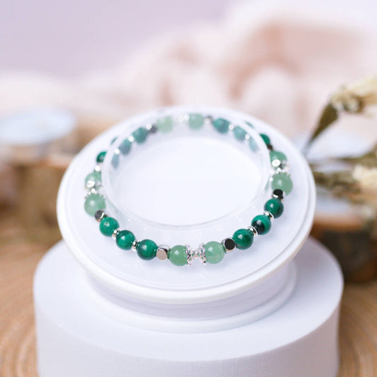 Malachite and Green Aventurine Bracelet - Crystal Bracelet for Transformative Abundance - To Eons