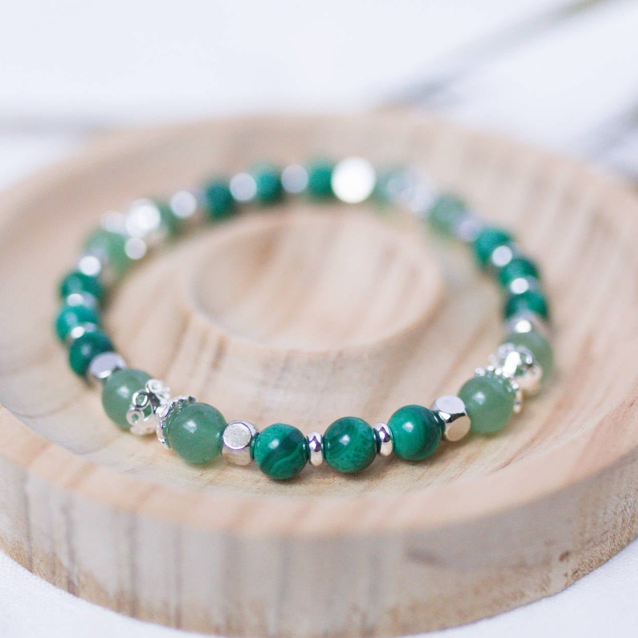 Malachite and Green Aventurine Bracelet - Crystal Bracelet for Transformative Abundance - To Eons