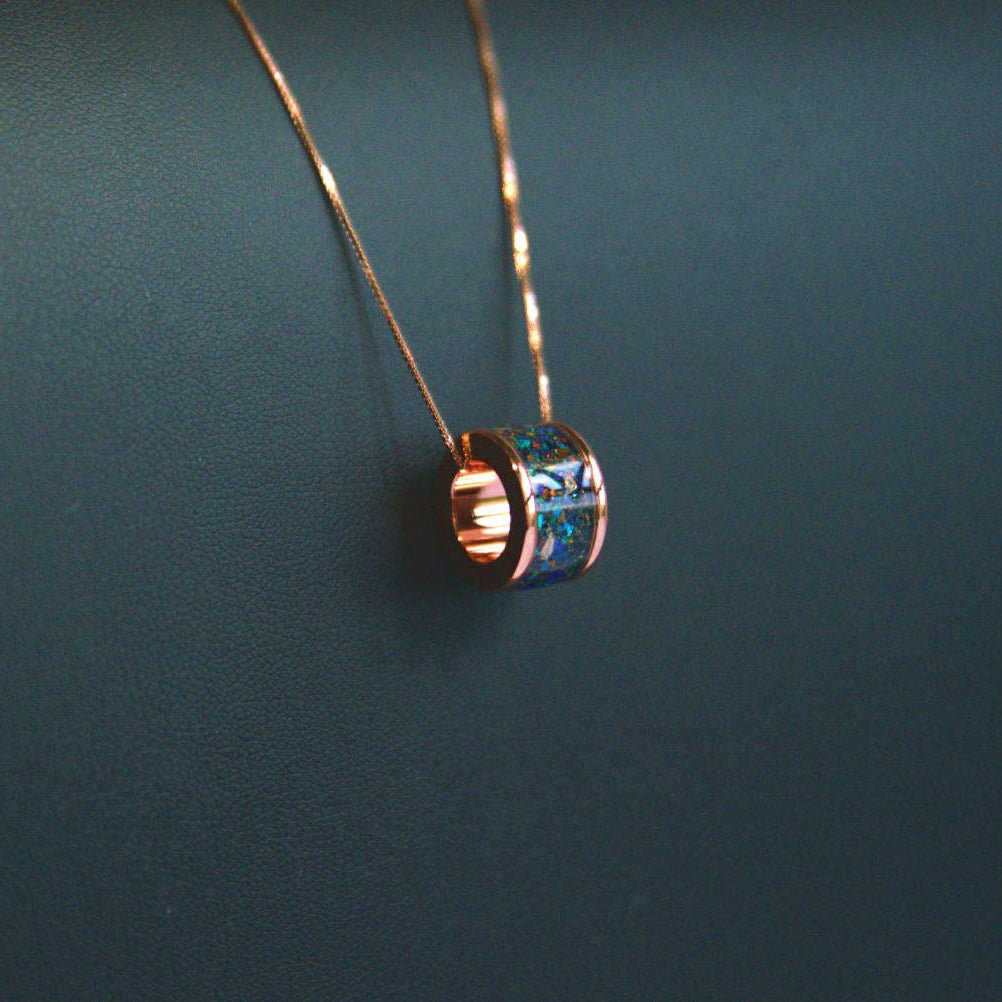 Meteorite & Opal Barrel Pendant - To Eons
